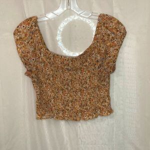 🚨3/$18 Floral Yellow Crop top